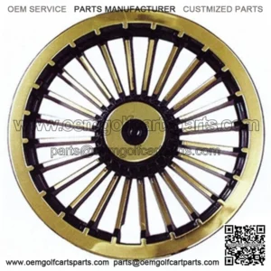 8" Turbine Black/Gold Golf Cart Hub Caps - Each