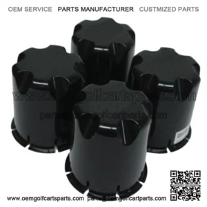 Golf Cart UTV ATV Wheel Rim Black Center Caps (Set of 4)
