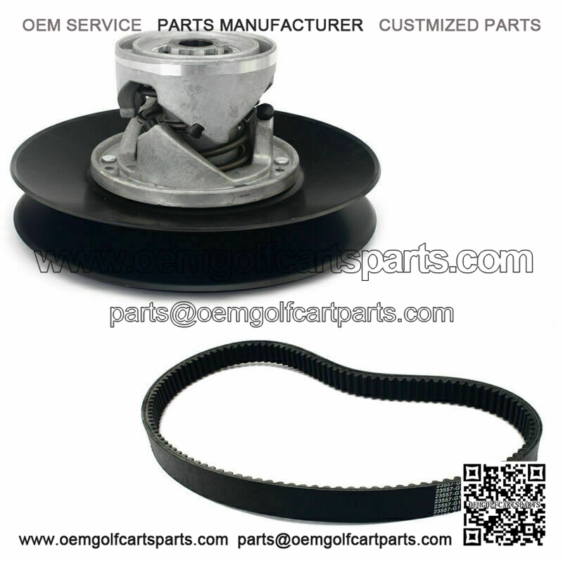 Secondary Drive Clutch + Drive Belt Set for EZGO 2 cycle Gas Golf Cart 1976-1988