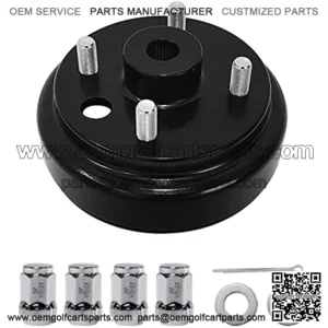 0.75 Inch 24 Splines Hole Golf Cart EZGO TXT Brake Drum Hub Assembly for 1982-up Electric & 1982-1993 2-Cycle Gas Golf Cart, Replace OEM# 19186G1 19186G1P 17082G2 17298G1