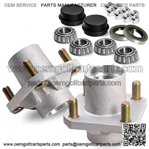 Club Car Front Wheel Hub Bearing Assembly with Dust Caps & Bearings for DS/Precedent Golf Cart Models Replaces OEM # 102357701,1011892,1011889,1011894,11011102,1011153