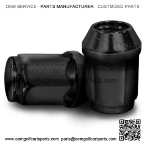 Full Set of 16 Golf Cart Flat Black Acorn Lug Nuts 1/2-20 - Club Car, EZGO