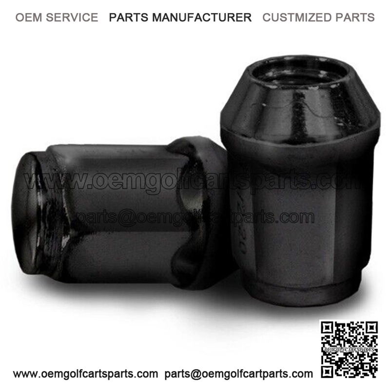 Full Set of 16 Golf Cart Flat Black Acorn Lug Nuts 1/2-20 - Club Car, EZGO