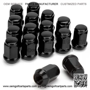 16PC EZ-GO CLUB CAR 1/2"-20 GOLF CART BLACK LUG NUTS STANDARD CLOSED END