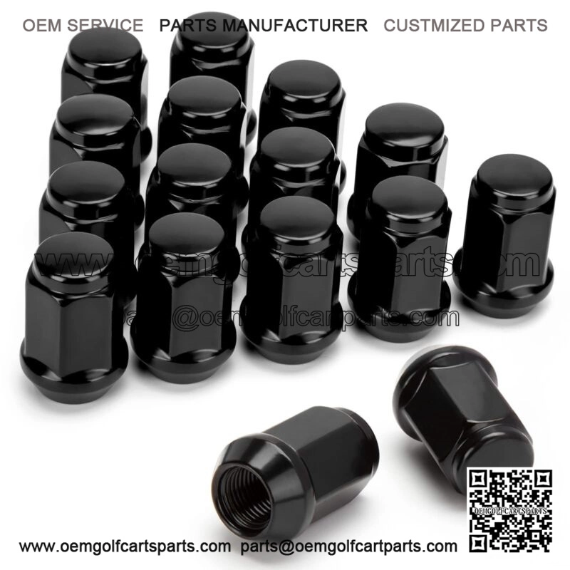 16PC EZ-GO CLUB CAR 1/2"-20 GOLF CART BLACK LUG NUTS STANDARD CLOSED END