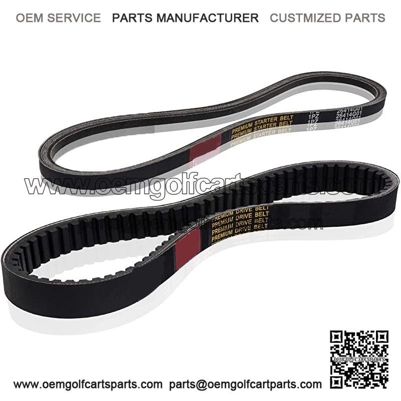 V1P-DS7 Drive Belt & Starter Belt Set Replacement for 4 Cycle Gas Golf Cart 1994-Up 72054G01 26414G01