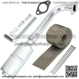 Upgraded Exhaust Pipe Header Muffler Assembly with Heat Shield Tape for Predator 301cc 8hp 420cc 13hp GX240 270 390 Mini Bike Go Kart Golf Cart Mud Boats Racing Lawnmower OHV Clone Small Engine