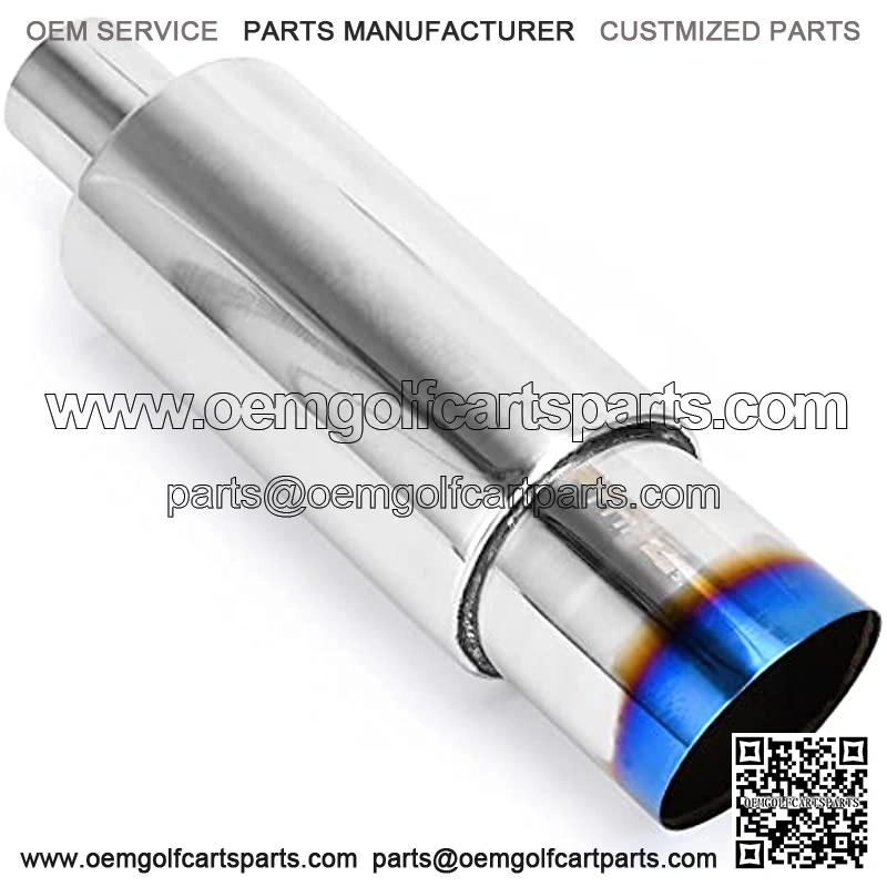 Stainless Steel 2" Inlet 3.5" Outlet Burnt Tip Exhaust Muffler Universal 14.1" Length