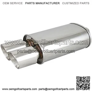TC Sportline Burnout MU-UN002DP Spun-locked Universal Oval Muffler Exhaust 3.5" Double Wall Dual Slant Tip 2.5" Inlet (Polished)