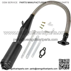 Stainless Steel Flexible Exhaust Muffler Pipe Silencer Gasket for 2 Stroke 49cc 60cc 66cc 80cc 100cc Engine Gas Motorized Bicycle Motor Bike Black