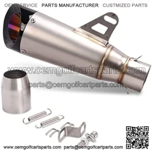 Universal Muffler Motorcycle Slip on Exhaust 1.5-2in Inlet Exhaust Pipe Silencers Motorcycles Muffler Tips for Scooter Motorcycle ATV Dirt Bike Street Bike fit Diameter 38mm-51mm Silver