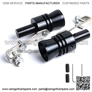 2PCS Universal Aluminum Turbo Sound Whistle Exhaust Muffler Pipe BOV Blow-off Valve Simulator (XL-Black)