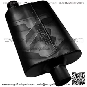 942446 Super 44 Muffler - 2.25 Offset IN / 2.25 Center OUT - Aggressive Sound, Black