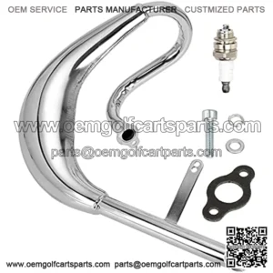 Performance Chrome Exhaust Muffler Expansion Chamber Pipe Silencer Gasket for 2 Stroke 50cc 66cc 80cc 100cc Engine Gas Motorized Bicycle Motor Bike Silver