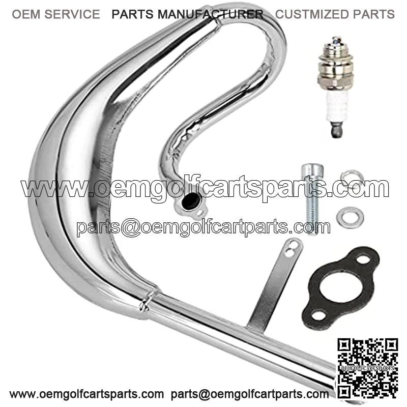 Performance Chrome Exhaust Muffler Expansion Chamber Pipe Silencer Gasket for 2 Stroke 50cc 66cc 80cc 100cc Engine Gas Motorized Bicycle Motor Bike Silver