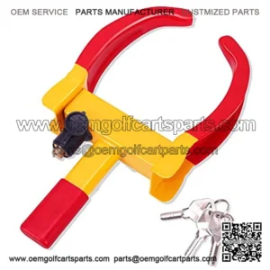 Universal Wheel Lock Heavy Duty Security Trailer Wheel Lock Tires Anti Theft for Car SUV Boat Motorcycle Golf Cart Great Deterrent Bright Color with 3 Keys (Red-Yellow)