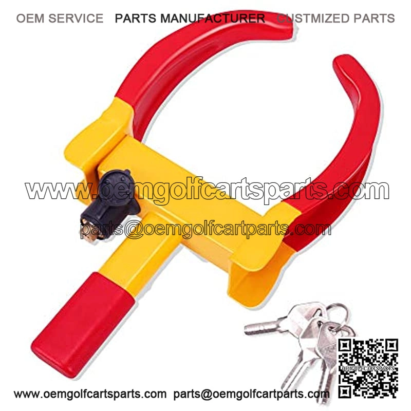 Universal Wheel Lock Heavy Duty Security Trailer Wheel Lock Tires Anti Theft for Car SUV Boat Motorcycle Golf Cart Great Deterrent Bright Color with 3 Keys (Red-Yellow)