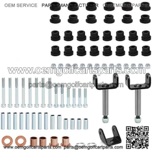 Golf Cart Front and Rear End Repair Kit fit Club Car DS 1992-Up Gas & Electric Models with Kingpins/Delta A arm bushings/Front & Rear Leaf Spring Bushings and Bolts/Clevis