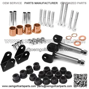 Golf Cart Front End Repair Kit fit Club Car DS 1993-Up Gas & Electric Models with Kingpins/Delta A arm bushings/Front Leaf Spring Bushings and Bolts/Clevis