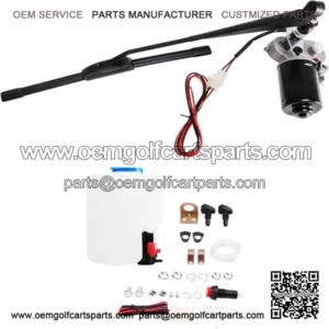 Universal 12V 110 Degree Electric UTV Windshield Wiper Motor Kit with Windshield Washer Pump Kit Fit for Polaris Ranger RZR Kawasaki Honda Pioneer Golf Cart Arm/Blade Size:15.7"/17.7"