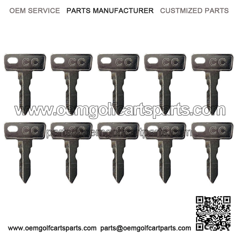 (10) Club Car DS 1982+ Gas/Electric Golf Cart Key Replacement Ignition Keys