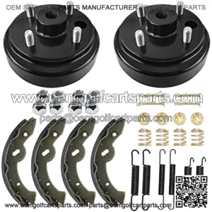Golf Cart Brake Maintenance Kit for 1997-2008 Electric Vehicles EZGO TXT, Includes Brake Drums Brake Shoes & EZGO Bendix Brake Shoes Spring Kits OEM# 19186G1 70794G01 70795G01 (NOT FIT Gas Models)