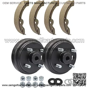 Golf Cart Brake Drums & Brake Shoes Deluxe Maintenance Kit for Electric EZGO TXT 1996-2008 Replace OEM# 19186G1 70794G01 70795G01 27943G01 27945G01