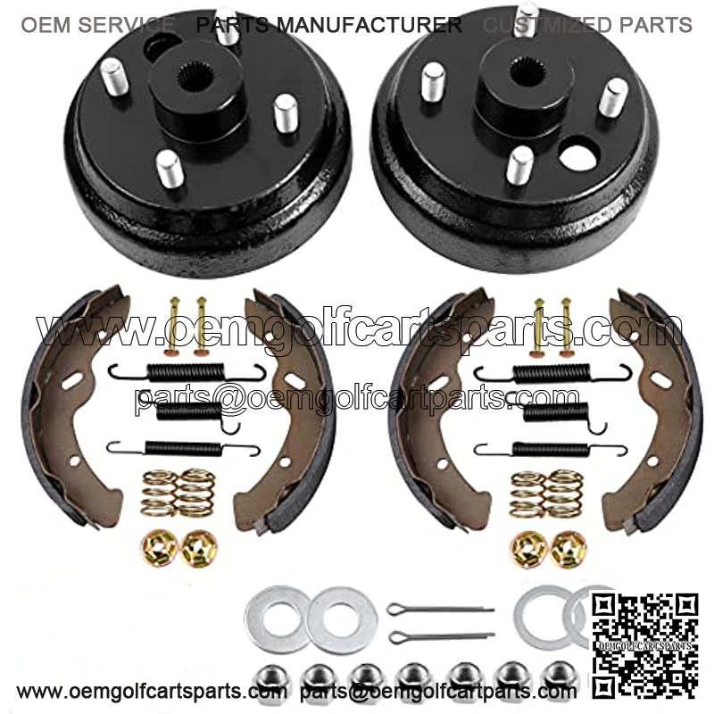 EZGO TXT Brake Hub Drum & Brake Shoes & Brake Shoes Springs Repair Kit for 1996-up Electric Golf Cart Replaces OEM # 19186G1, 70794G01, 70795G01, 27943G01, 27945G01, 27944G01