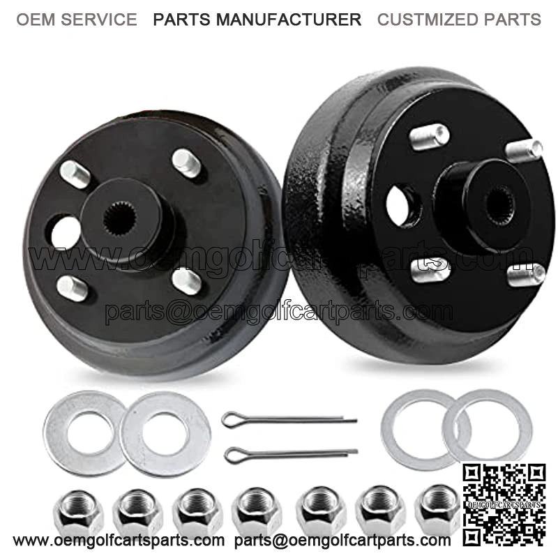 EZGO TXT Brake Hub Drum Assembly with Nuts for 1982-up Electric & 1982-1993 2 Cycle Gas Golf Cart Models Replaces OEM # 19186-G1P, 17298-G1, 17082-G2