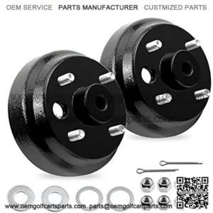 EZGO TXT Brake Drum/Hub Assembly with Lug Nuts for 1982-up Electric & 1982-1993 2 Cycle Gas Golf Cart Models Replaces OEM # 19186-G1P, 17298-G1, 17082-G2, 24-Teeth Star Spline