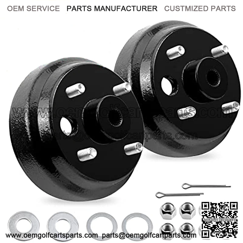 EZGO TXT Brake Drum/Hub Assembly with Lug Nuts for 1982-up Electric & 1982-1993 2 Cycle Gas Golf Cart Models Replaces OEM # 19186-G1P, 17298-G1, 17082-G2, 24-Teeth Star Spline
