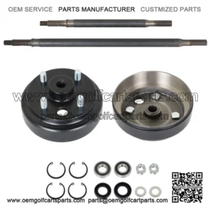 Golf Cart Rear Axle and Brake Hub Drum Assembly Kit For EZGO Elec 1982-UP