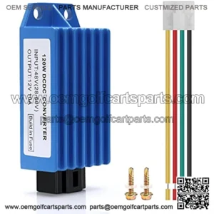Universal Golf Cart DC Converter 120W Voltage Reducer fit for Golf Cart EZGO Yamaha Club Car (Input 28V-60V, Output 12V 10A)