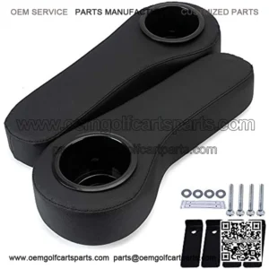 2PCS Rear Black Armrest Cushion with Holder Cup Replacement for Club Car,Yamaha,Golf Cart