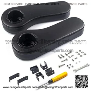 Golf Cart Rear Seat Kit Arm Rests Set with Cup Holder,Increase Support Frame,Prevent Tilting,No Drilling,for Club Car Yamaha