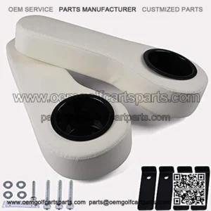 2PCS Rear Armrest Cushion with Cup Holder Compatible for Club Car,Yamaha,Golf Cart White