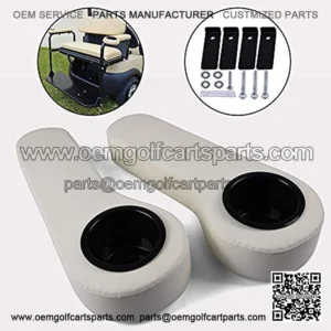 G-PLUS Universal Golf Cart Side Rear Armrest Cushion with Cup Holder Fits Most EZGO, Club Car, Yamaha and Other Golf Cart Models in White