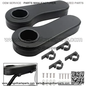 Golf Cart Armrest with Cup Holder,No Drilling Armrest,Golf Cart Flip Hinge Armrest,Fits Club Car EZGO Yamaha ICON and Advanced EV
