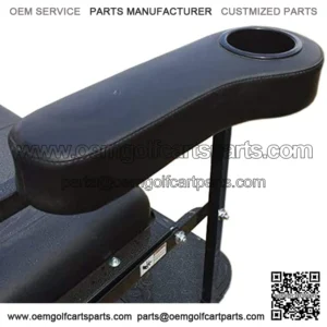 2X Beige/Black Rear Seat Arm Rests with Cup Holder for Club Car, Yamaha, EZGO TXT Golf Carts for an Upgraded Support Frame- Can be Installed by Drilling or Non-Drilling Brackets