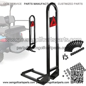 Golf Cart Universal Rear Seat Safety Grab Bar Fits Yamaha, EZGO, Club Car, Rear Hand Rail with Safety Triangles Red Directive Design