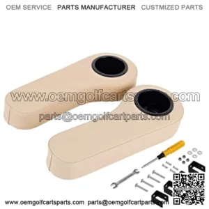 Golf Cart Armrest with Cup Holder for Rear Seat Kit for Club Car EZGO Yamaha No Drilling Required Kits Include - Black/Beige/Gray