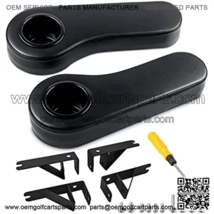 Golf Cart Armrest with Cup Holder for Club Car EZGO Yamaha Rear Seat 1-Inch Square Tube Handrail, Upgrade Support Frame/No Drilling Required/Prevent Tilting/Better Load Bearing