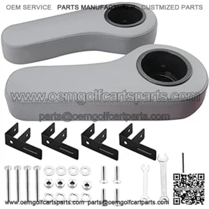 Golf Cart Armrest with Cup Holder for EZGO Club Car Yamaha - Upgrade Support Frame/No Drilling Required/Prevent Tilting/Better Load Bearing