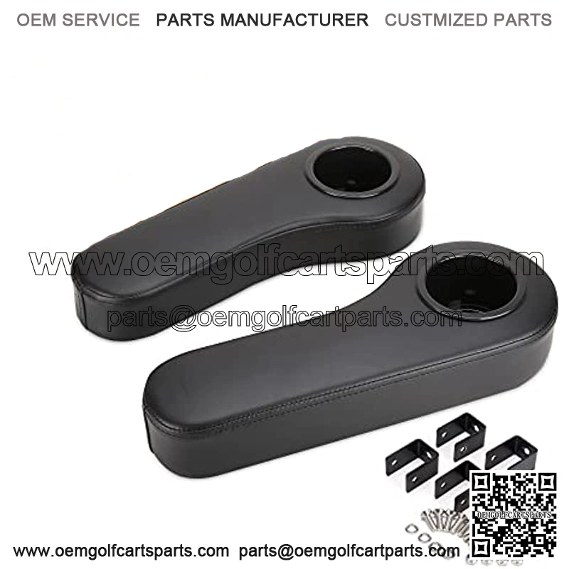 Golf Cart Rear Seat Armrests with Cup Holder for Club Car EZGO Yamaha, with Non-Drilling Brackets