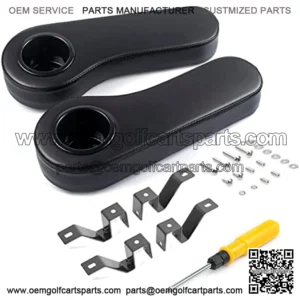 Golf Cart Armrest with Cup Holder Stainless Steel Support Frame No Drilling for Club Car EzGo Yamaha Rear Seat Kit