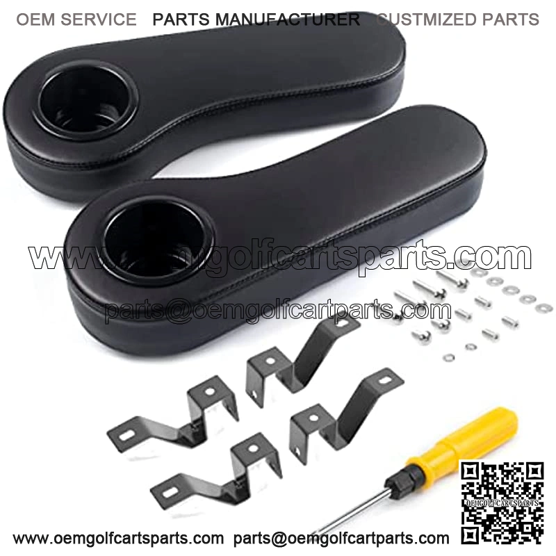 Golf Cart Armrest with Cup Holder Stainless Steel Support Frame No Drilling for Club Car EzGo Yamaha Rear Seat Kit