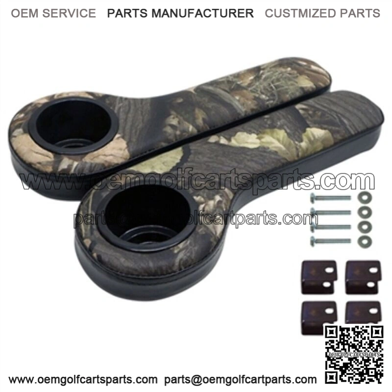 Padded Rear Seat Armrest with Cup Holder - Camo/Black - for Golf Cart