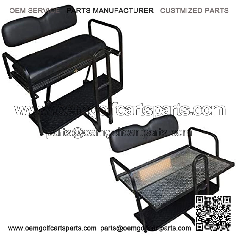 Performance Plus Carts Club Car Precedent Golf Cart Rear Flip Back Seat Kit - Factory Black