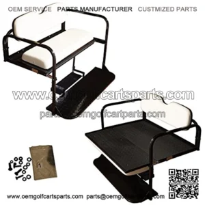Performance Plus Carts Club Car Precedent Golf Cart Flip Folding Rear Back Seat Kit - Off White Cushions