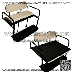 Performance Plus Carts TXT Golf Cart Rear Flip Folding Back Seat Kit, 1995 and Up - All Factory Colors (Oyster White Cushions)